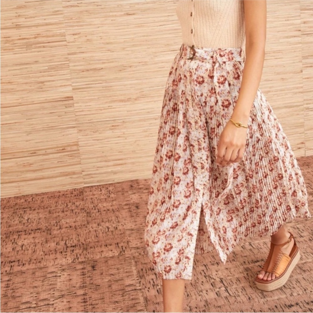 NEW ULLA JOHNSON‎ Charline Floral Pleated Midi Skirt Belted NWT Size 2 100% Silk - Picture 16 of 16